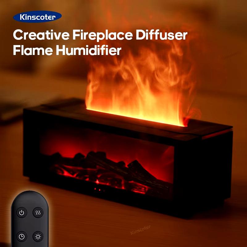 Simulated Fireplace Diffuser Aroma Essential Oil Air Humidifier with Timer Remote & Colorful Night Light for Home Creative Gift - My Store