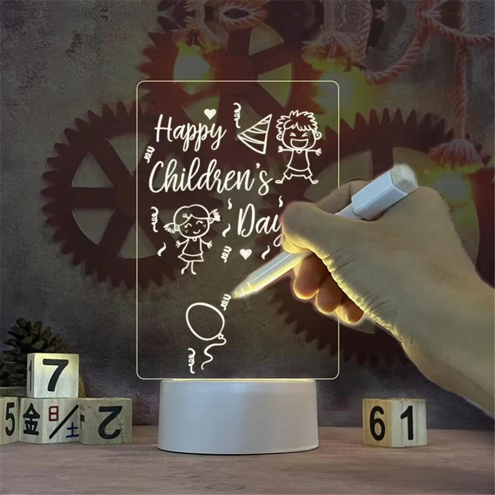 Transparent Luminous LED Night Lights USB Luminous Acrylic Night Light Erasable Write Message Board Calendar Desktop Ornaments - My Store