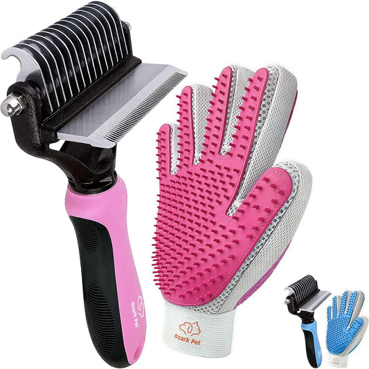 Dog & Cat Brush-Deshedding Brush, Dematting Tools, Shedding Brush Glove, Reduces Shedding up to 95%, for Short to Long Hair, Small to Medium Breeds, Pink - My Store