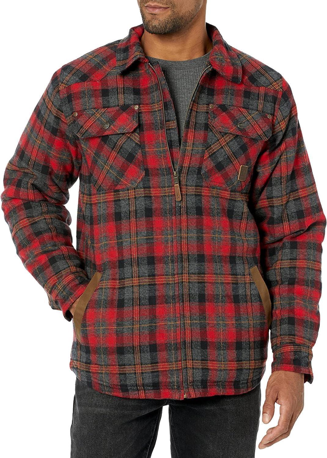 Men'S Tough as Buck Sherpa Lined Flannel Shirt Jacket - My Store