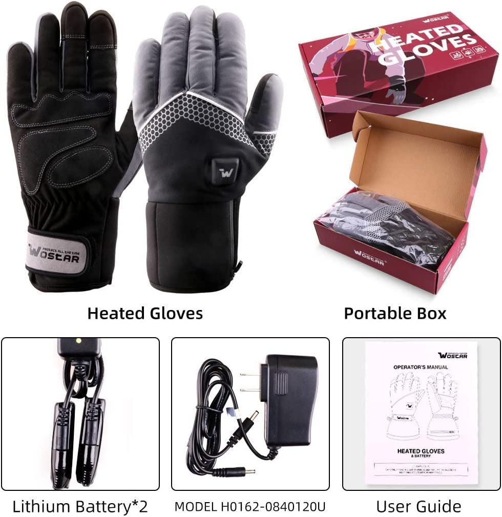 Electric Heated Gloves for Men Women with 3 Heating Levels Heated Gloves Touchscreen Waterproof Skiing Snowboarding Gloves - My Store